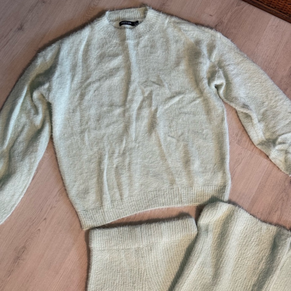 Nasty Gal Green Crewneck Sweater Set